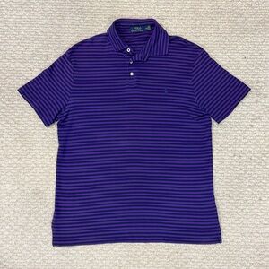 POLO Ralph Lauren Polo Mens Size L Classic Fit Purple Striped 100% Cotton Shirt